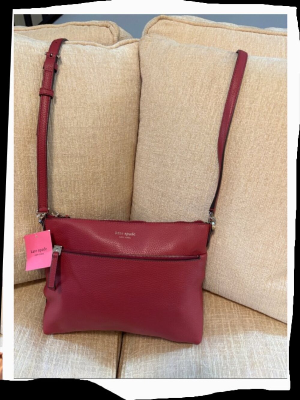 Kate Spade Red Pebbled Leather Crossbody – Classic Chic – NWT 11" W x 8"D